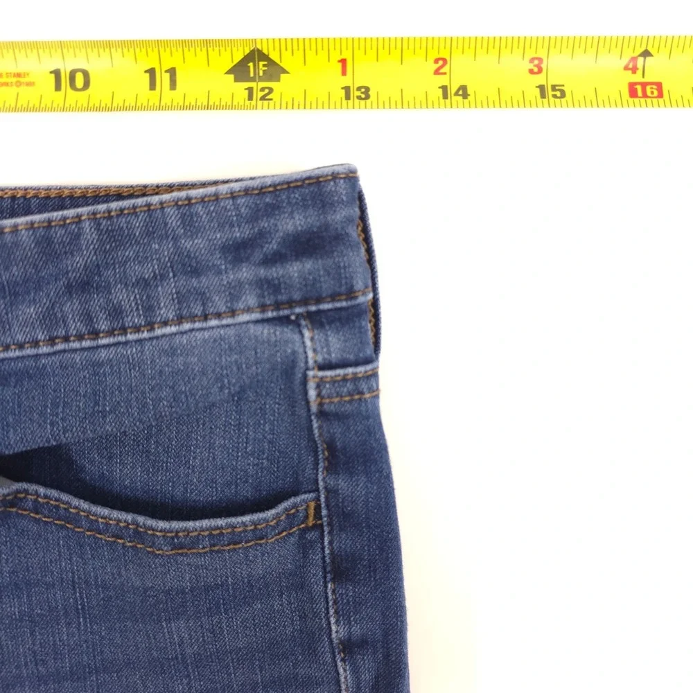 American‎ Eagle Womens Shorts Super Hi-Rise Jegging 2 Long Blue Raw Hem Denim